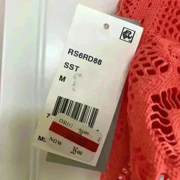 🌈 6/$60 NWT Kenneth Cole Bikini Crochet Adjustable Straps High Cut Melon Medium - Picture 7 of 11